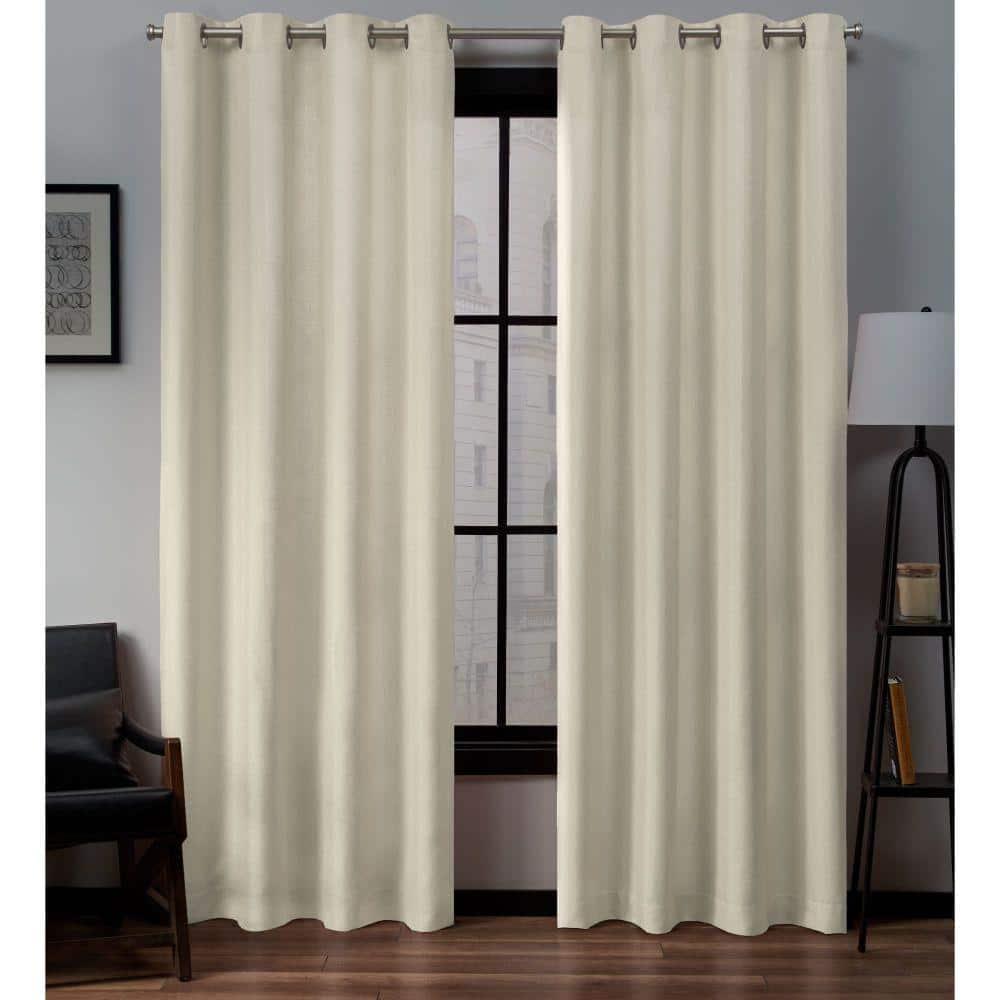 Set of 2 (96"x54") Loha Linen Grommet Top Light Filtering Curtain Panel Ivory - Exclusive Home: Modern Polyester Drapes
