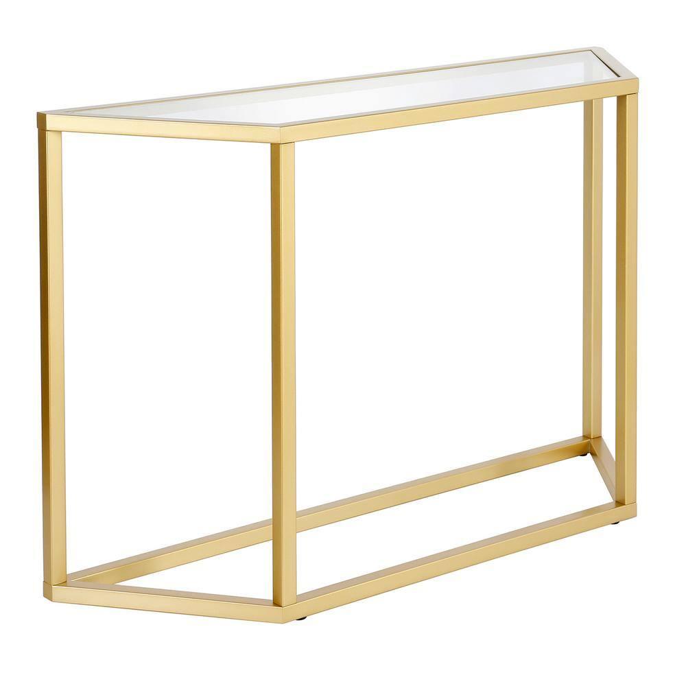 Evelyn&Zoe Levi 44" Wide Trapezoid Console Table, Brass
