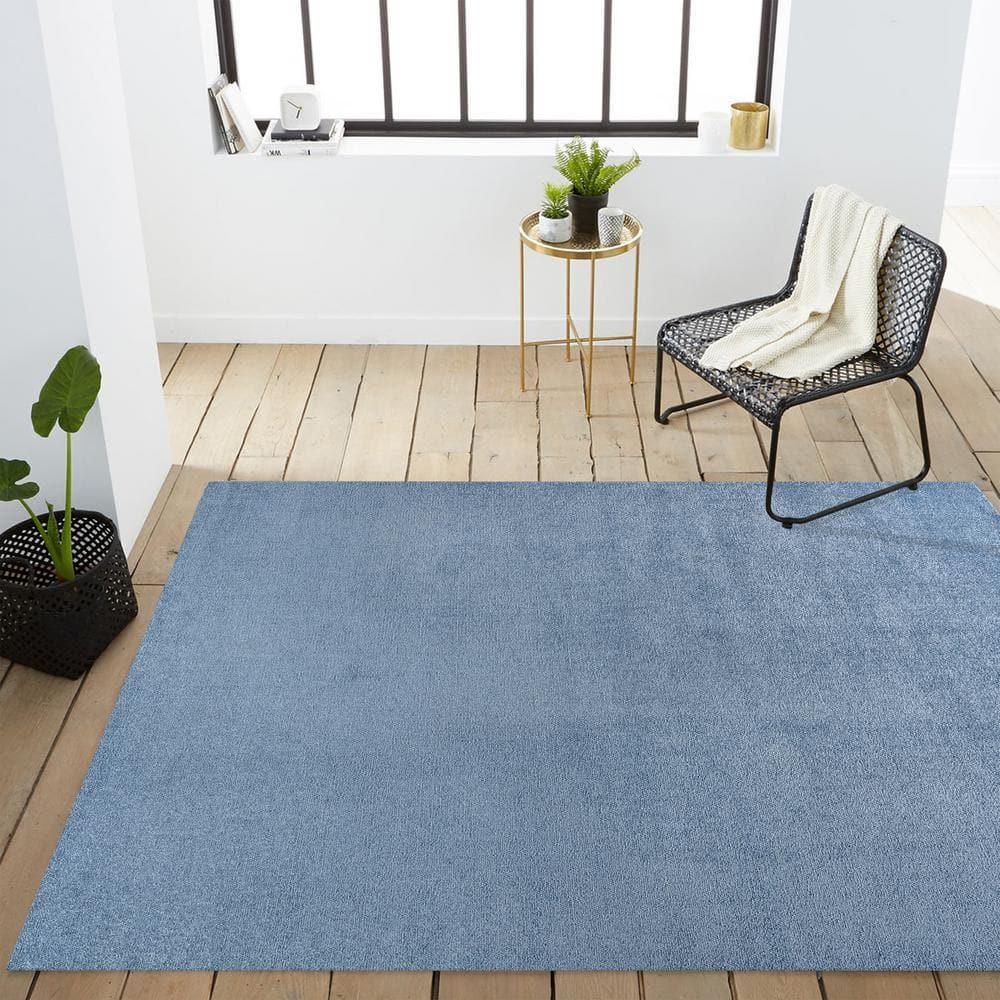 8'x10' Haze Solid Low-Pile Area Rug, Classic Blue - JONATHAN Y