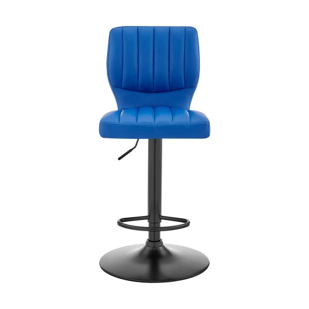 Bardot Adjustable Barstool with Faux Leather and Metal Finish - Armen Living