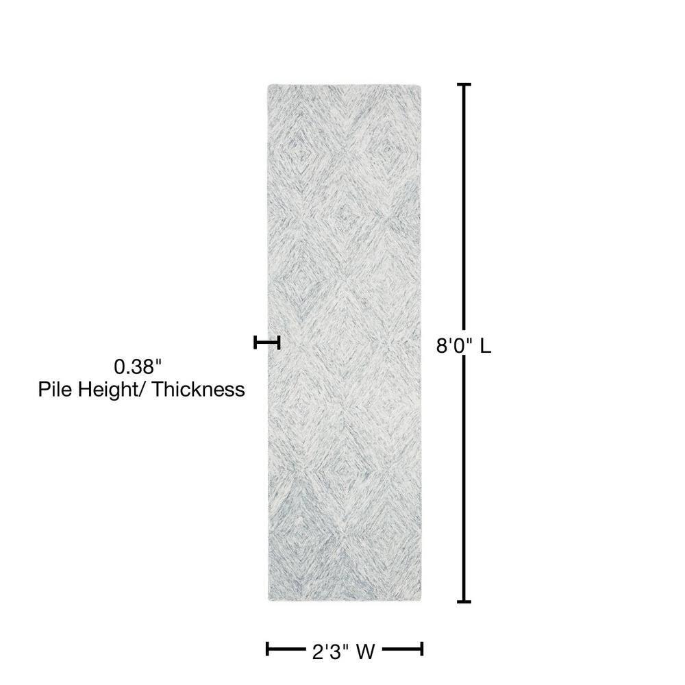 Abstract ABT767 Hand Tufted Runner Rug - Silver - 2'3" X 8' - Safavieh.