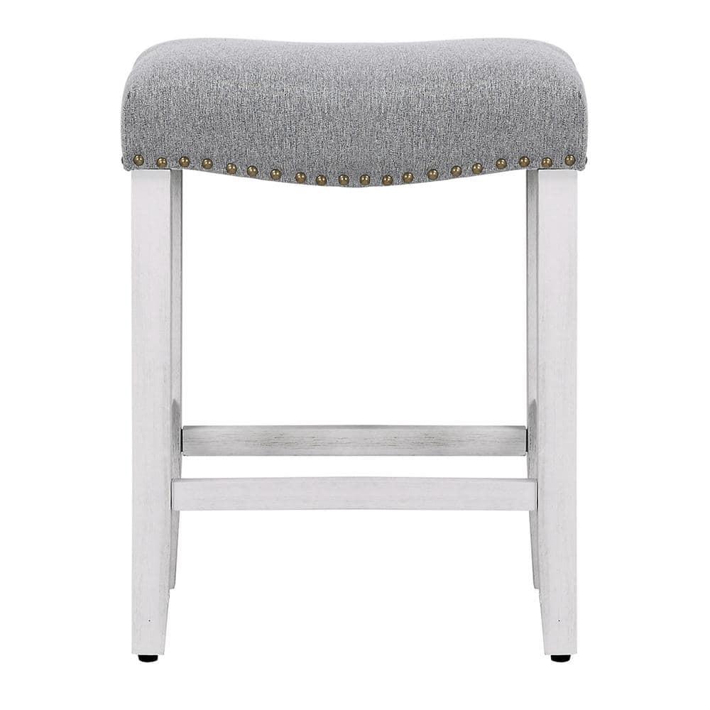 Polytrends Jameson Upholstered Polyester Antique White 24 Inch Counter Stool (Set Of 2) Antique White/Gray Metal Foam Upholstered Polyester Cabin &