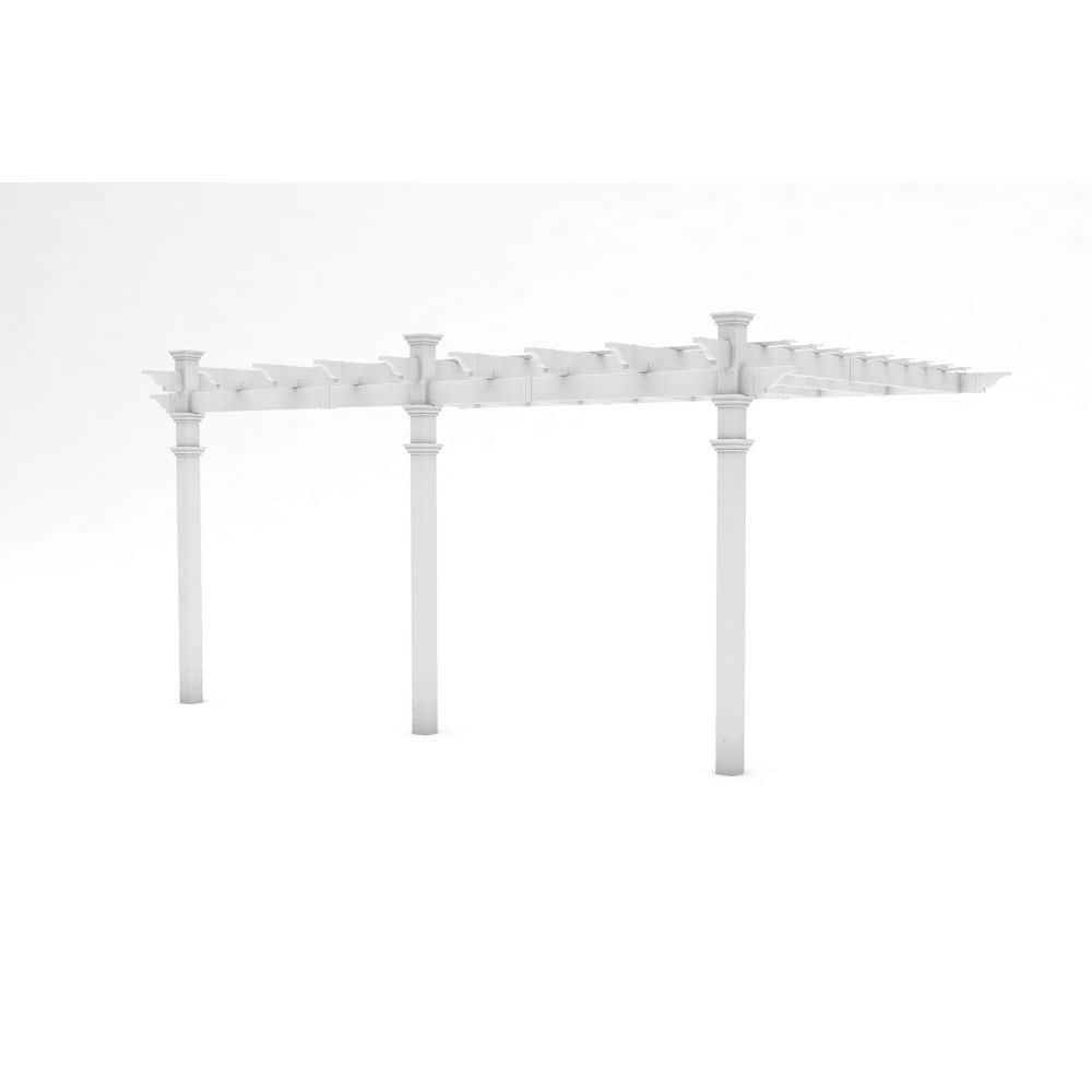 Vita Valencia 12 ft x 16 ft White Vinyl Attached Pergola, VA42086