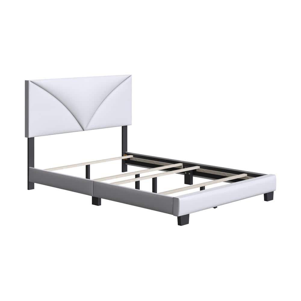 Boyd Sleep Cornerstone White Faux Leather Twin Size Upholstered Platform Bed, Qualified Box Spring or Foundation Required for Use