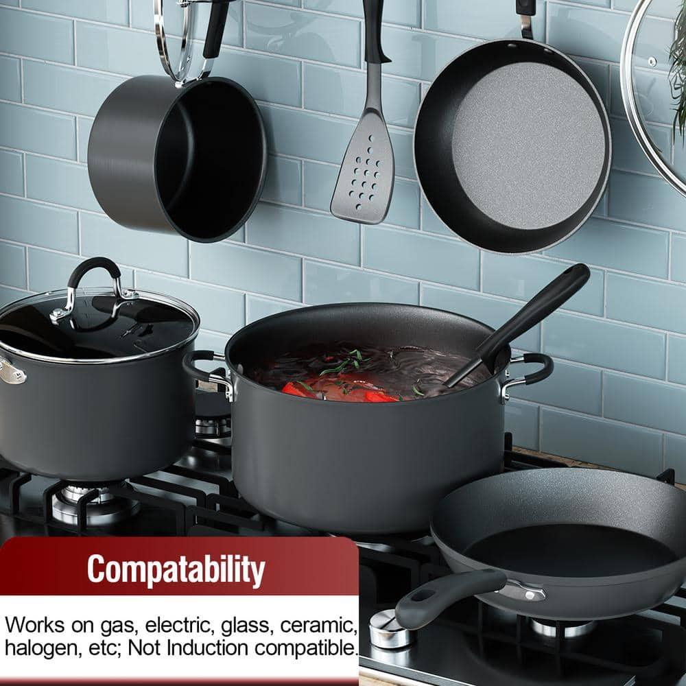 Cook N Home Professional Hard Anodized Pots and Pans Set Nonstick, Kitchen Cookware Set, Black