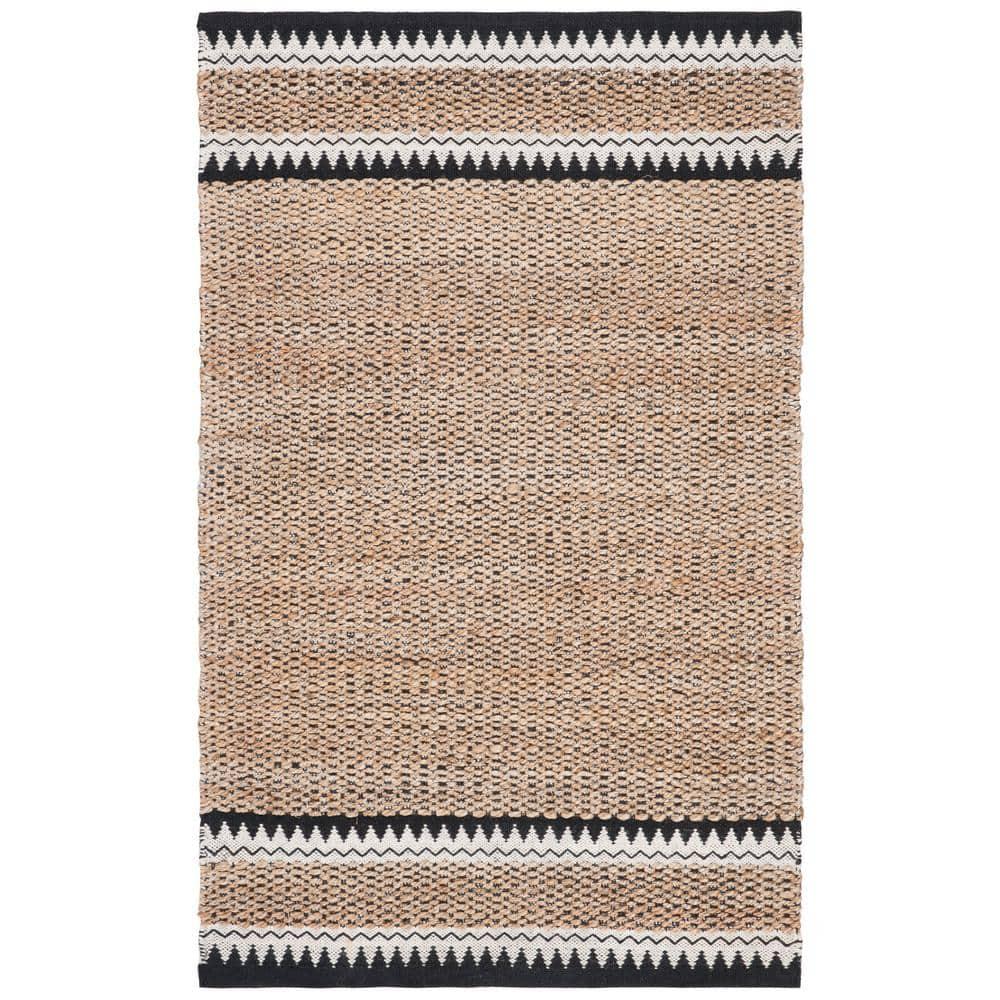 Natural Fiber NF874 Hand Woven Indoor Accent Rug - Natural/Black - 3'x5' - Safavieh