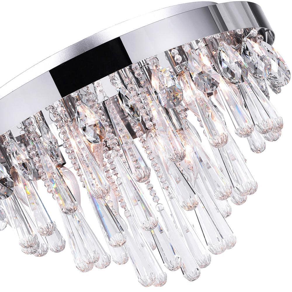 Vast 8-Light Chrome Crystal Flush Mount Ceiling Fixture