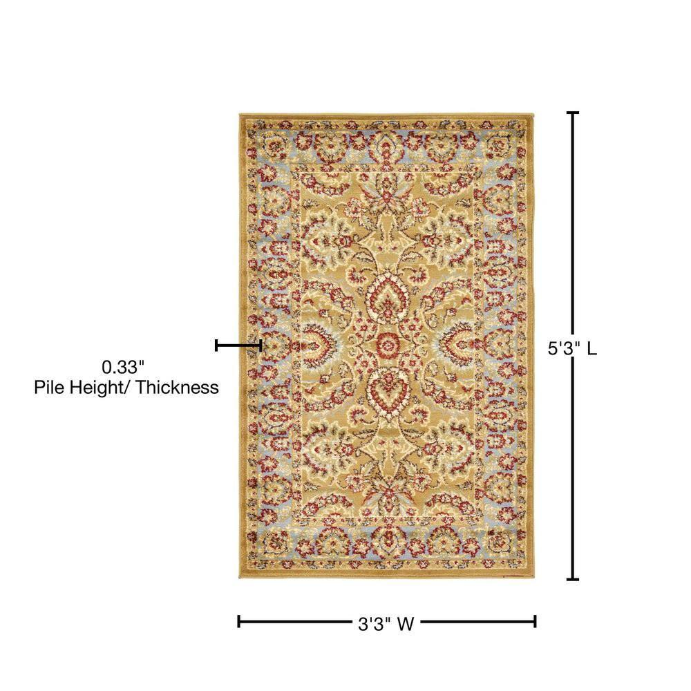 Unique Loom 3' 3 x 5' 3 Dark Yellow Voyage Asheville Area Rug