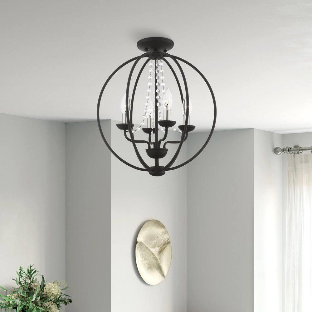 Livex Lighting Arabella 4 - Light Chandelier in  Black/Brushed Nickel