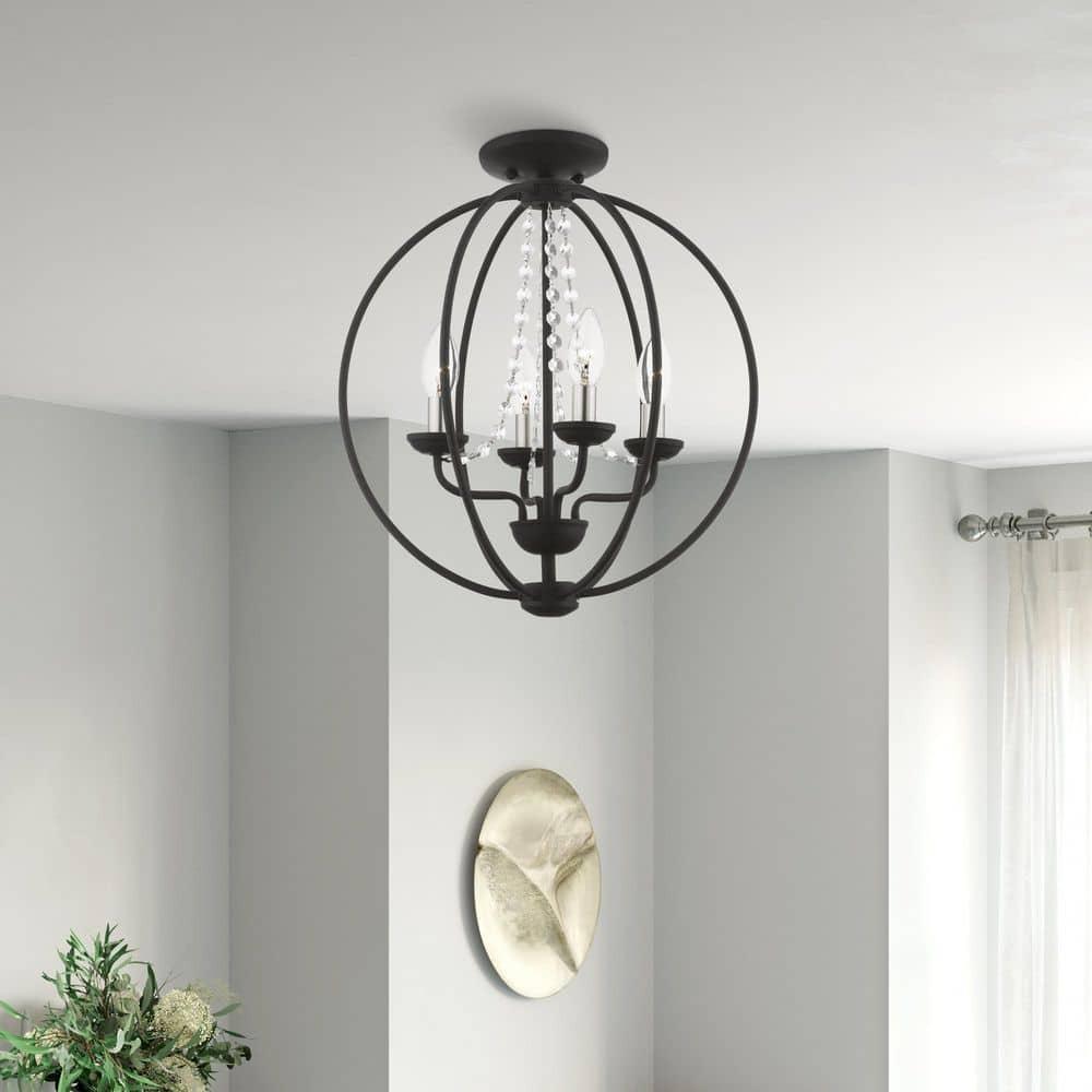 Livex Lighting Arabella 4 - Light Chandelier in  Black/Brushed Nickel