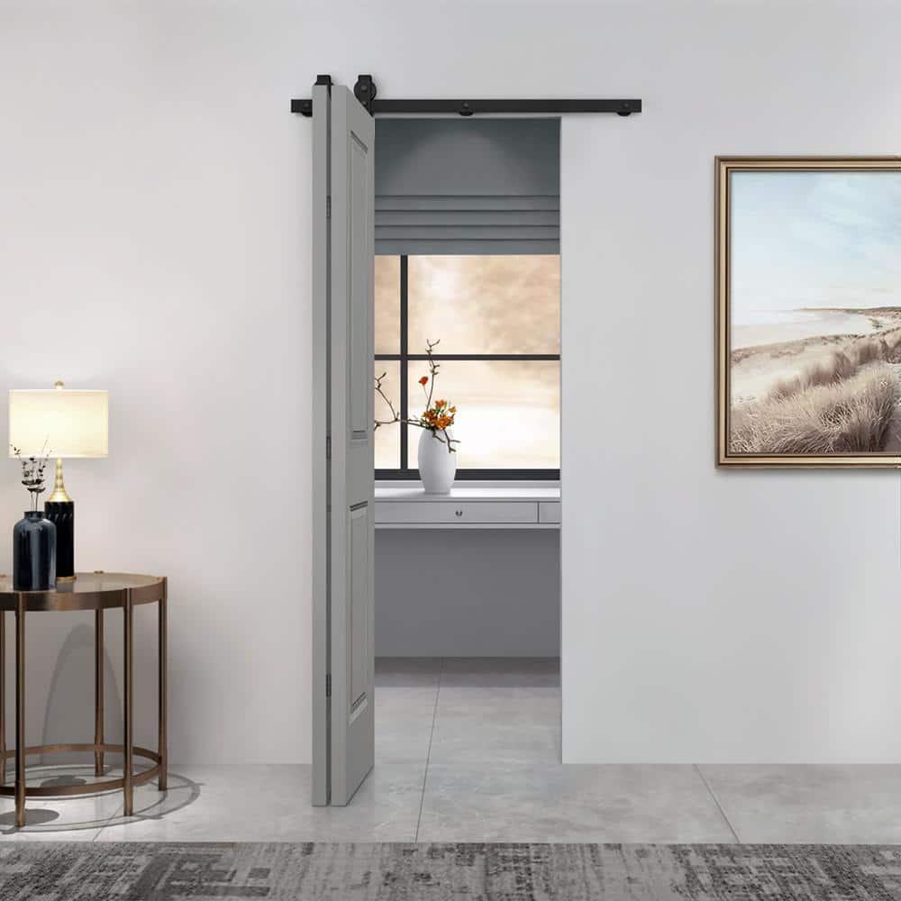 Calhome Paneled MDF Composite Bifold Barn Door with Installation Hardware Kit