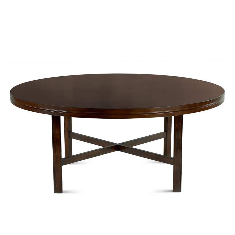 Steve Silver Co. 72" Talbot Round Dining Table Dark Oak : Seats 8, Mid-Century Modern, Wood Veneer