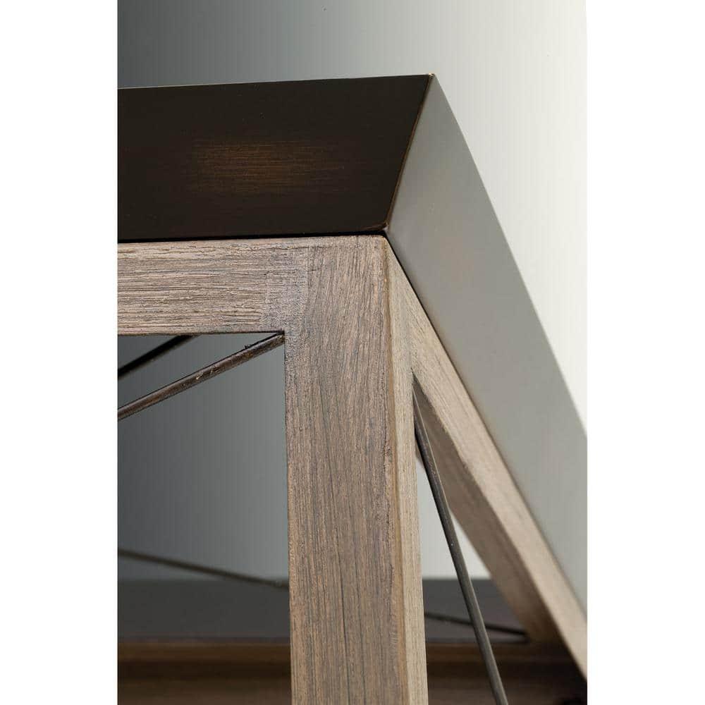 Progress Lighting Briarwood 5-Light Linear Chandelier, Antique Bronze, Faux-Painted Wood Enclosure