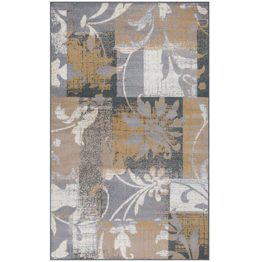 Superior Pastiche Floral Indoor Area Rug, 5' x 8', Camel