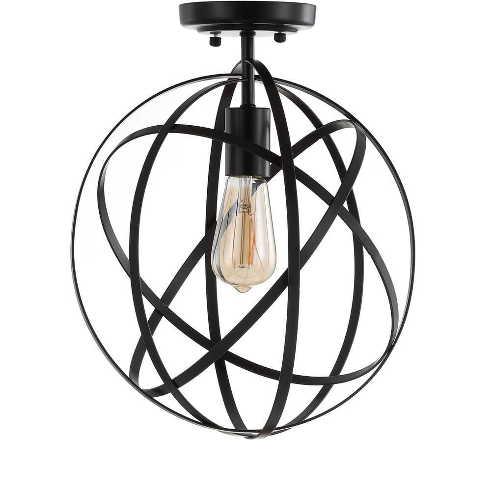 JONATHAN  Y Alma 13" Metal Orb Contemporary 1 -Light 13-in Polished Bronze Semi Flush Mount Light