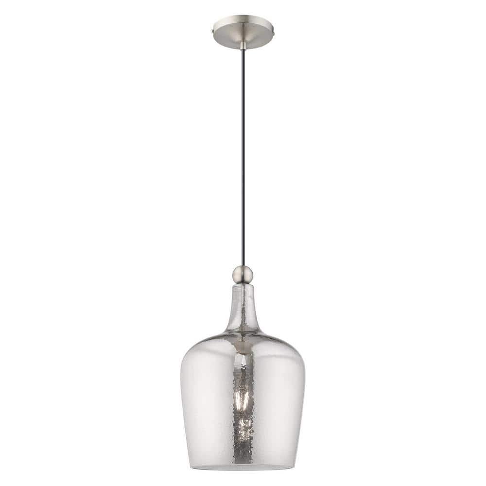 Livex Lighting Art Glass 1 - Light Pendant in  Brushed Nickel