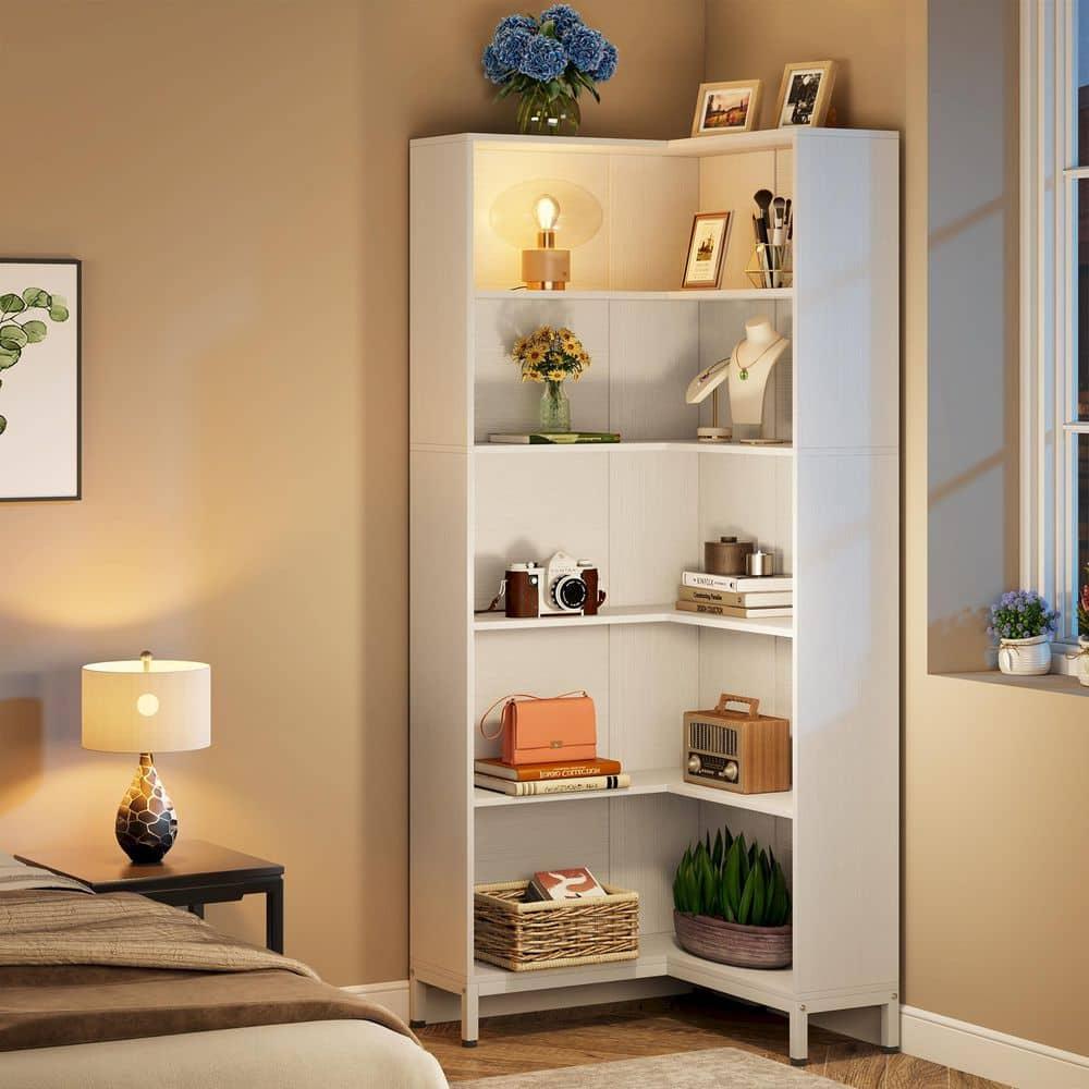 Tribesigns 71 inches Corner Bookcase, 6-Tiers L-Shaped Bookshelf, Wooden Freestanding Storage Display Rack, White