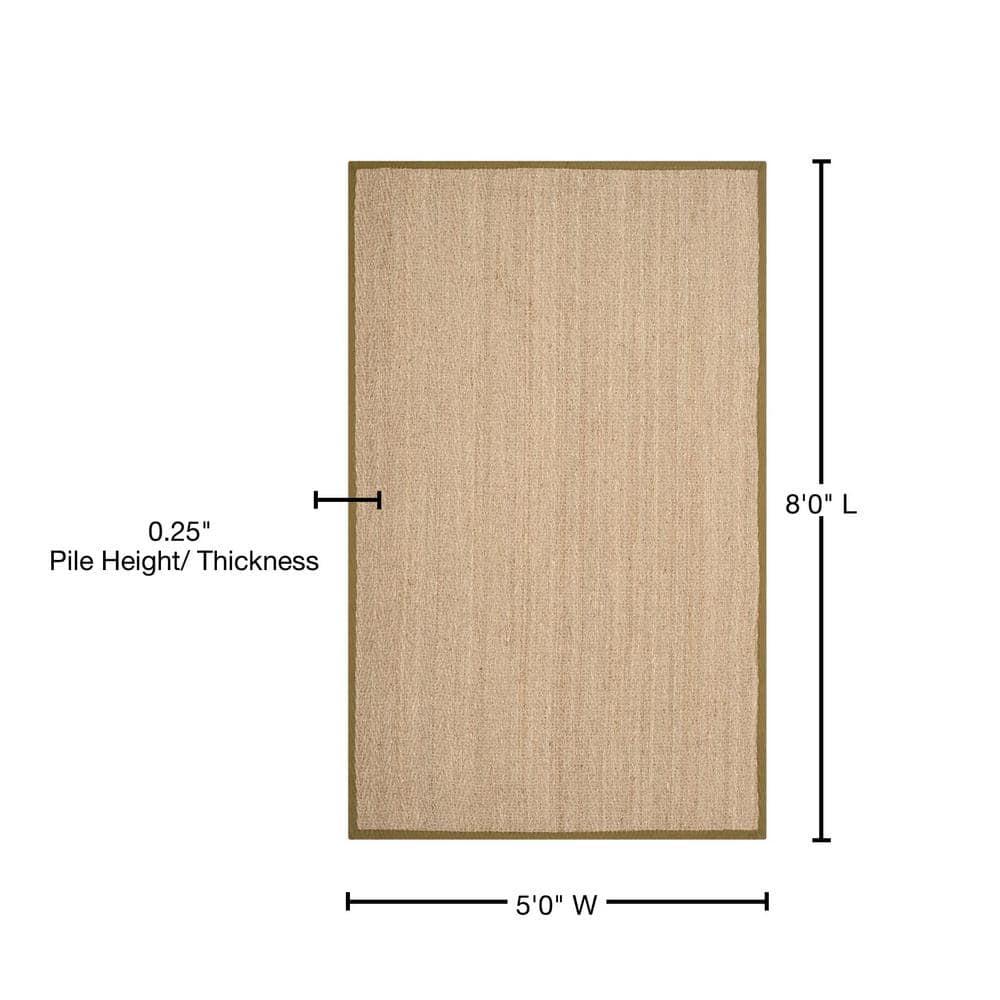 Natural Fiber NF115 Power Loomed Indoor Area Rug - Natural/Olive - 5'x8' - Safavieh