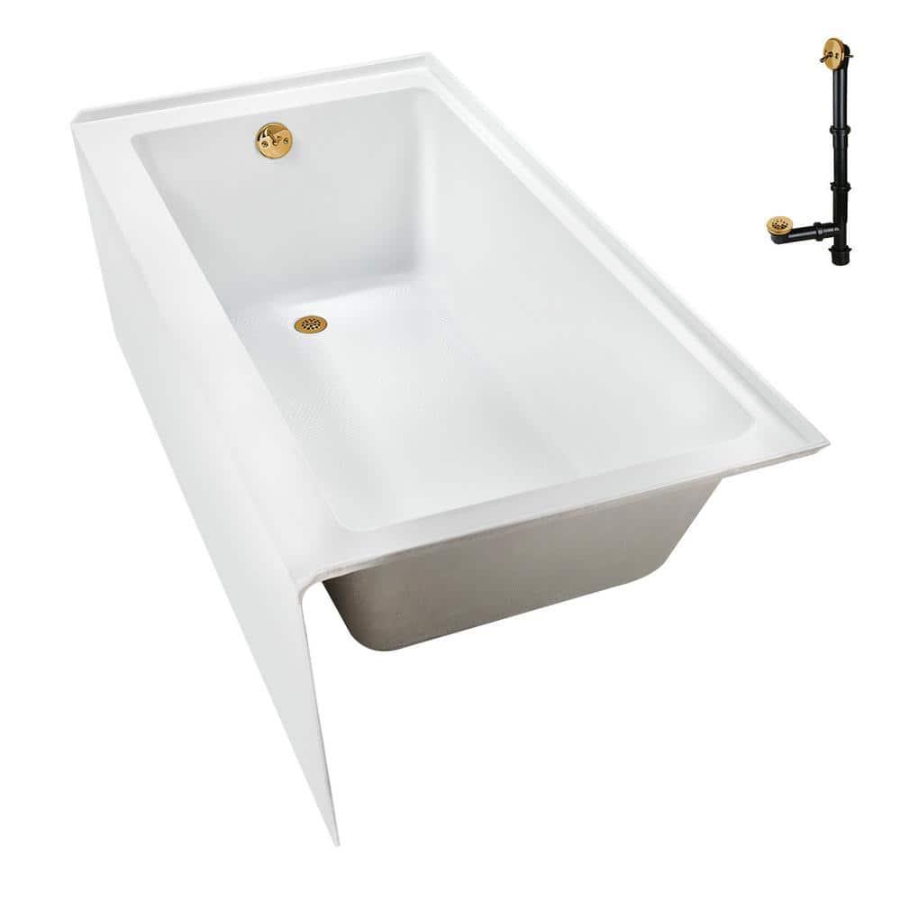 Streamline Bath Streamline 60 in. x 32 in. Acrylic Left-Hand Drain Alcove Bathtub in Glossy White With External Drain NAL-5560-BGL