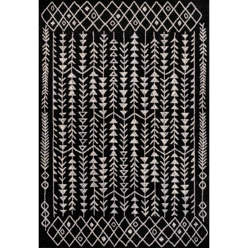 JONATHAN Y Ziri Moroccan Geometric Black/Cream 3 ft. x 5 ft. Area Rug