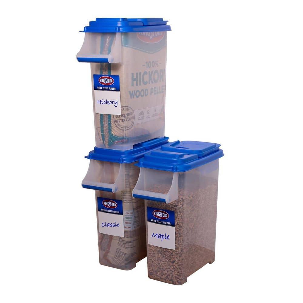 Clear and Blue Heavy-Duty Wood Pellet Storage Dispenser