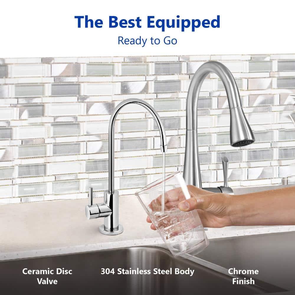 Express Water Modern Water Filter Faucet – Chrome – Drinking Water Faucet – Reverse Osmosis Filtration System and Kitchen Sink Beverage Faucet – Simple 3-Piece Easy Install Faucet