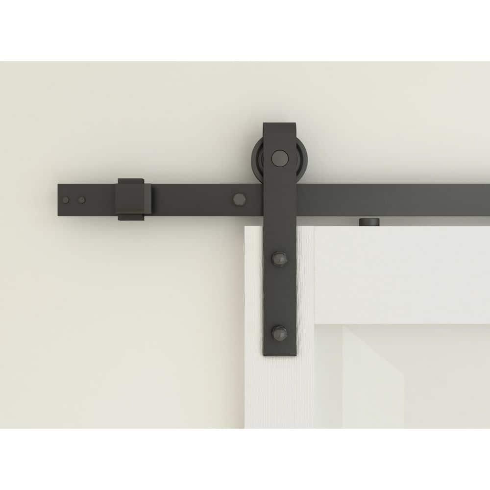 Calhome 5 Lite Tempered Frosted Glass Finished Composite Interior Sliding Barn Door with Hardware Kit