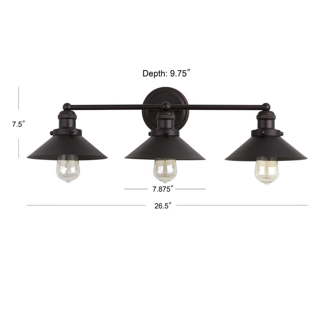 July 26.5" 3-light Metal Vanity Light, Oil Rubbed Bronze