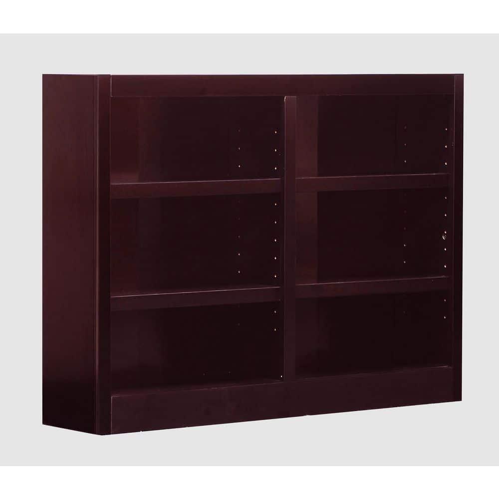 Concepts in Wood 6 Shelf Double Wide Wood Bookcase, 36 inch Tall - Cherry Finish
