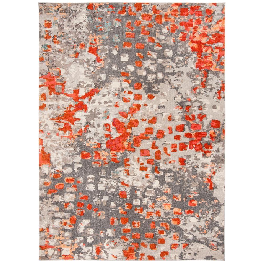 Monaco MNC225 Power Loomed Indoor Area Rug - Grey/Orange - 10'x14' - Safavieh