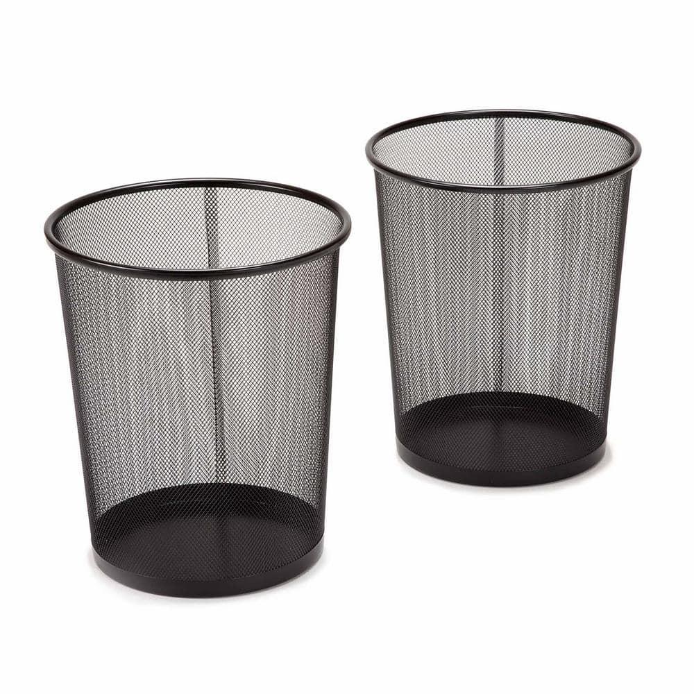Seville Classics Mesh Trash Can, Waste Paper Basket, Round (Set of 2)