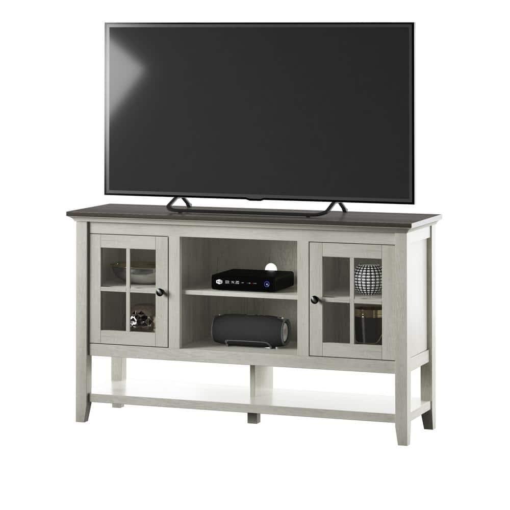 Twin Star Home TV Stand for TVs up to 60" with Windowpane Cabinet Doors