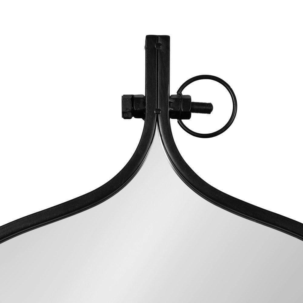 Kate & Laurel All Things Decor 30" x 37" Yitro Metal Framed Wall Mirror Black: Modern Round Vanity, No Assembly Required