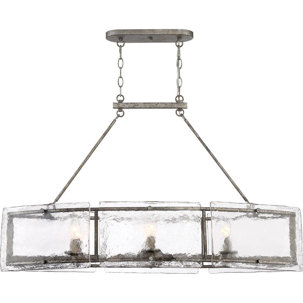 Quoizel Lighting Fortress 6 - Light Island Pendant Light in  Mottled Silver