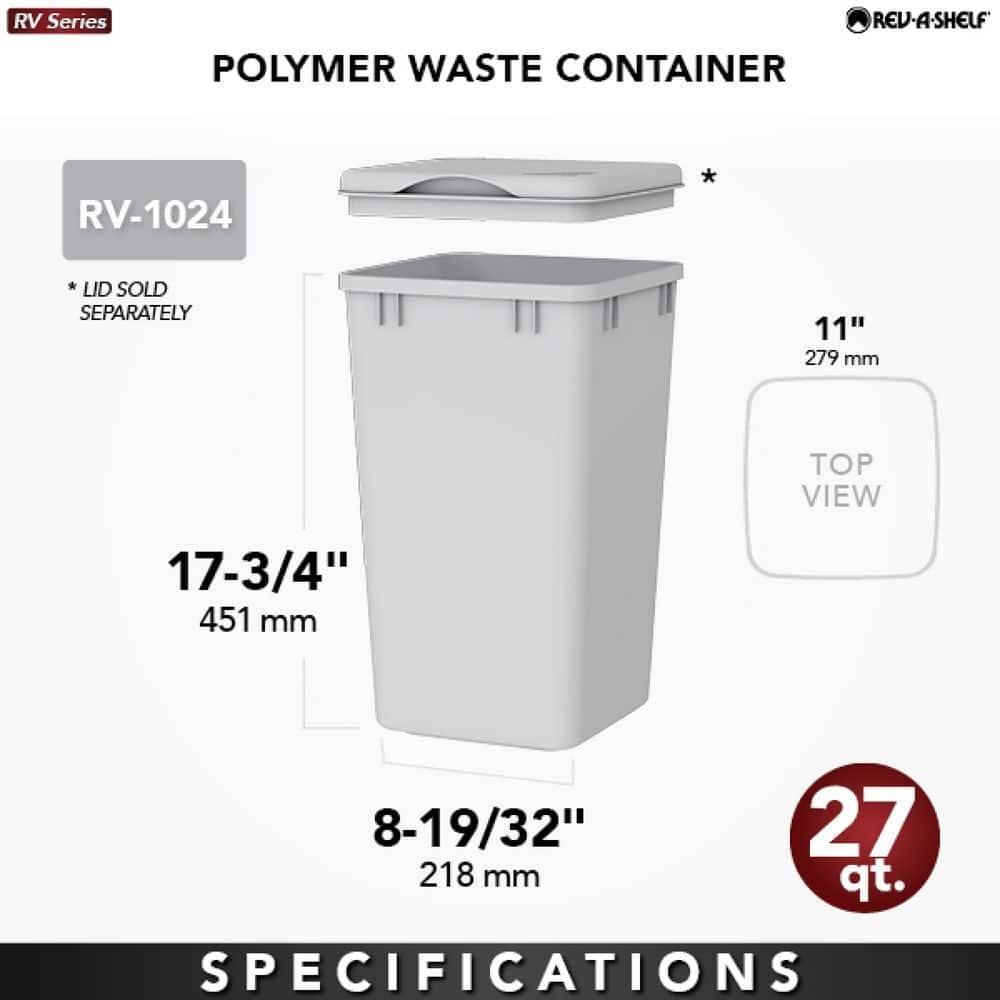Rev-A-Shelf 27 Quart Polymer Replacement Waste/Trash Container for Rev-A-Shelf Pull Outs