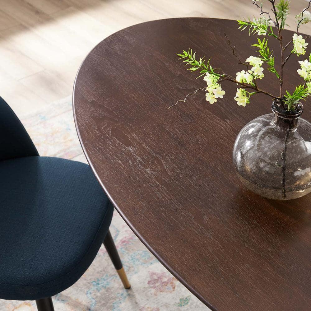 Modway Lippa 60" Oval Modern Wood & Metal Dining Table in Cherry Walnut/Black