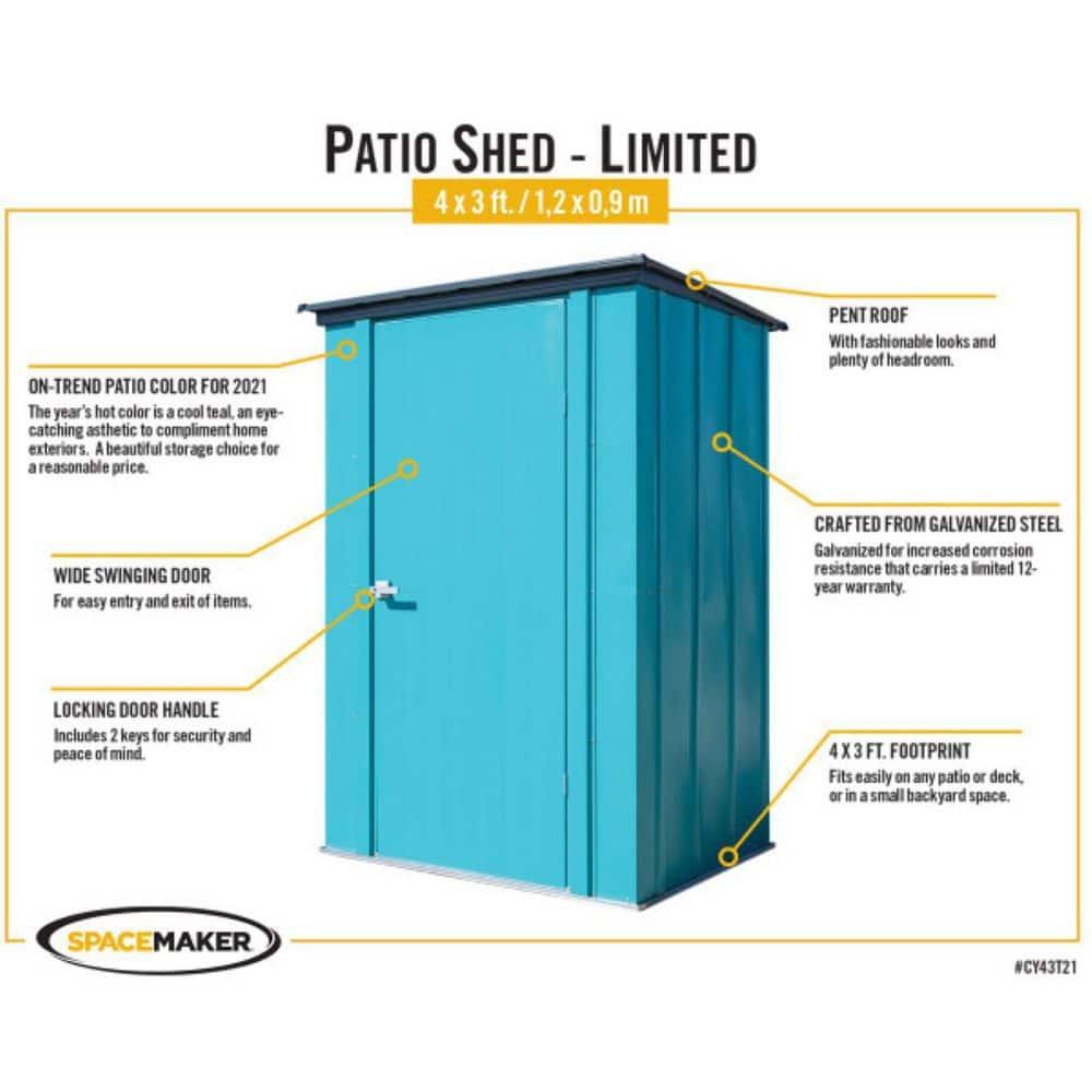 Arrow Spacemaker 4 ft. W x 3 ft. D Metal Vertical Storage Shed