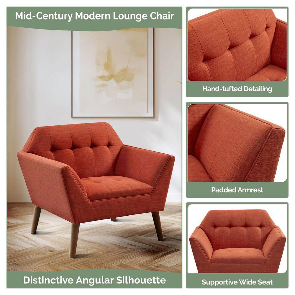 Newport Lounge Chair Spice - Ink+Ivy: Mid-Century Design, Button Tufted, Pecan Wood Legs