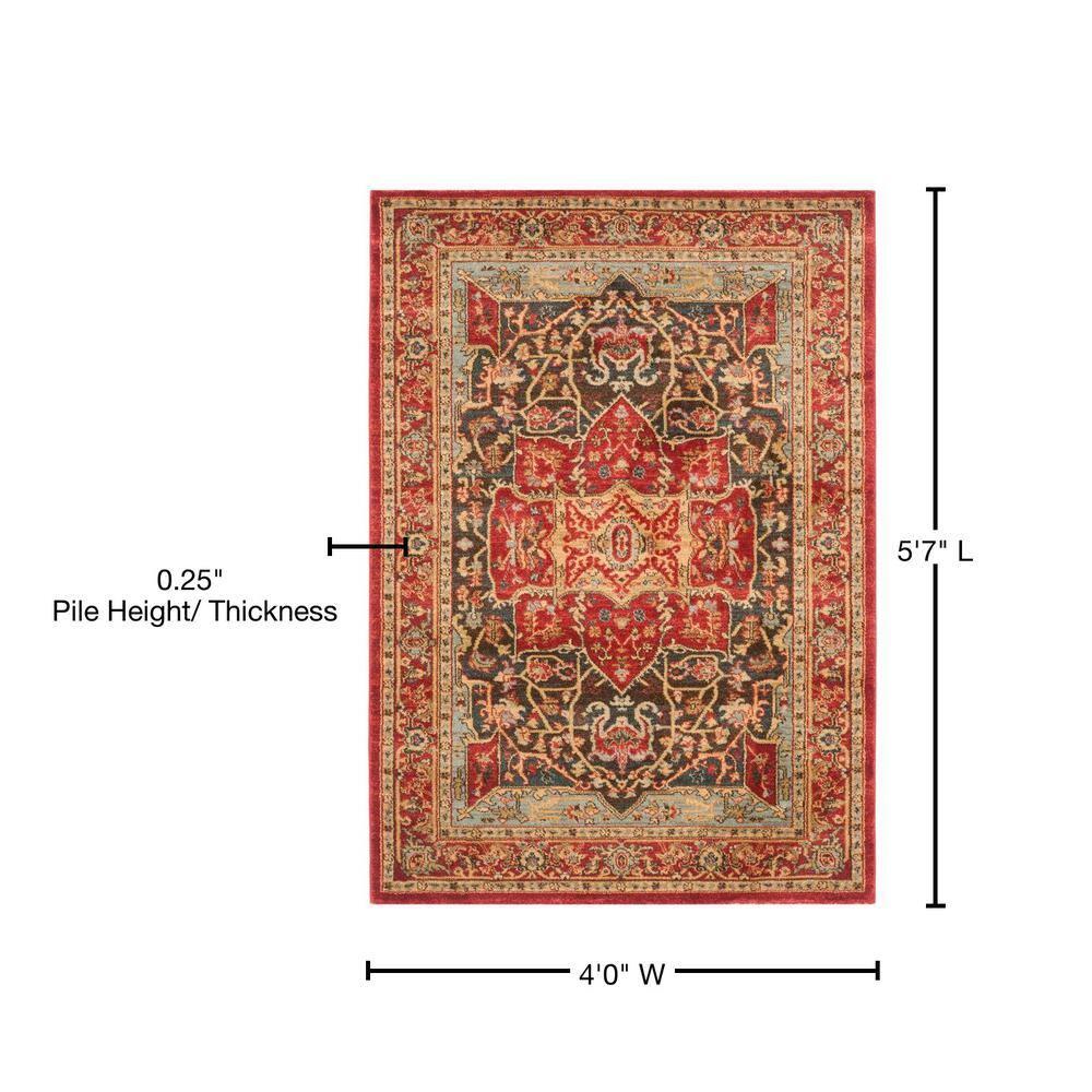 Mahal MAH625 Power Loomed Indoor Area Rug - Red/Red - 4'x5'7" - Safavieh.