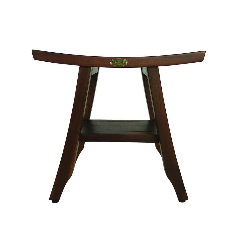 18&#34; Satori DT90 Wide Teak Wood Shower Bench with Shelf - DecoTeak