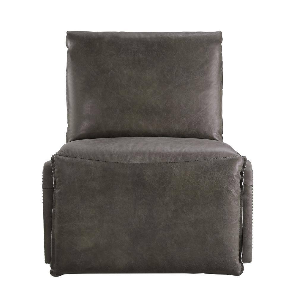 ACME Metier Power Motion Recliner in Gray Top Grain Leather and Aluminum