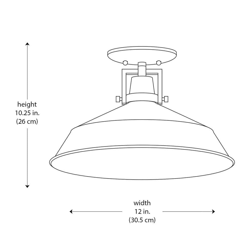 Wilhelm 12 in. 1-Light Bronze Farmhouse Semi-Flush Mount Kitchen Ceiling Light Fixture