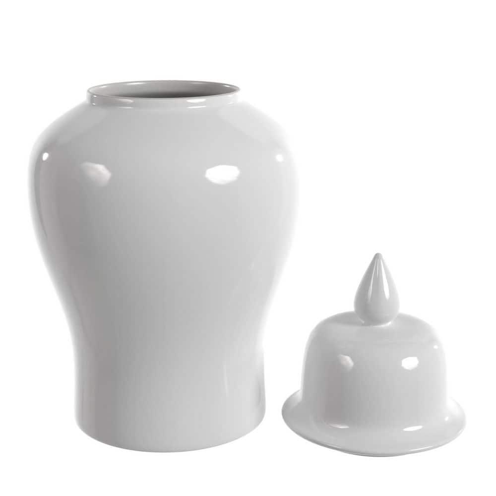 Red Lantern 18" White Porcelain Temple Jar