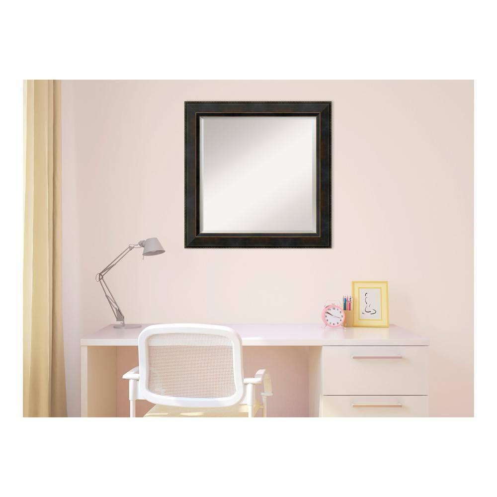 24" x 24" Signore Bronze Wood Framed Wall Mirror - Amanti Art: Square Beveled, No Assembly, Traditional Decor