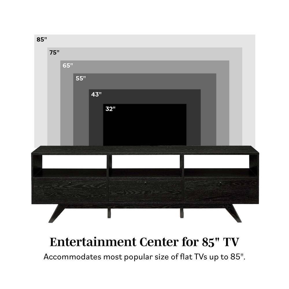 Walker Edison Mid-Century Modern Storage TV Stand for TVs up to 80”, Black