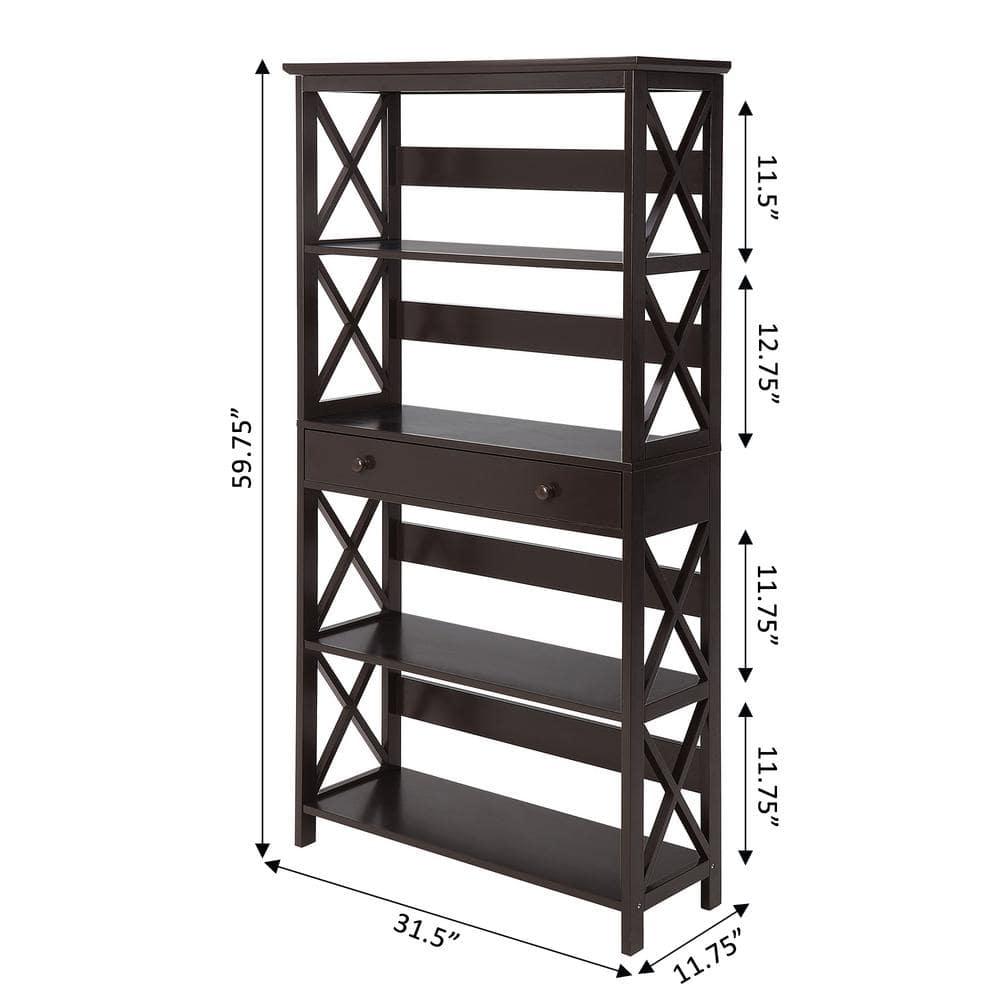 Convenience Concepts Oxford 5-Tier Bookcase with Drawer, Multiple Finishes