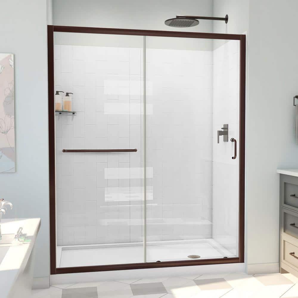 60" W x 30" D x 78" H Semi-Frameless Rectangle Shower Kit