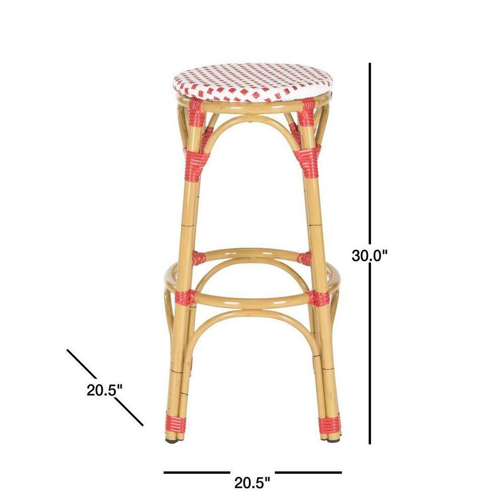 Kipnuk Barstool - Indoor/Outdoor - FOX5211 - Red/White - Safavieh