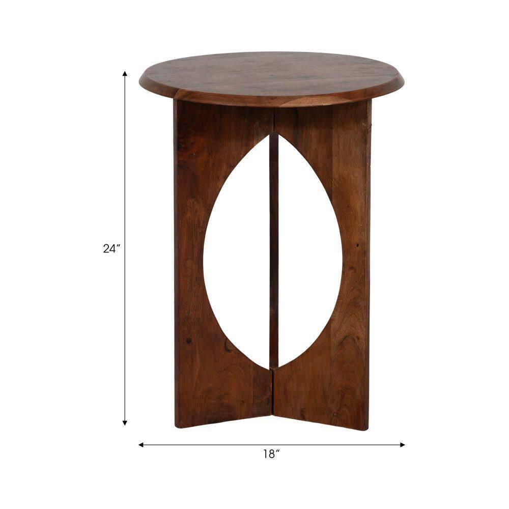 24"H Natural Acacia Wood Simple Pedestal Side Table with Minimalist Design and Ample Display Space for Living Room or Bedroom Decor