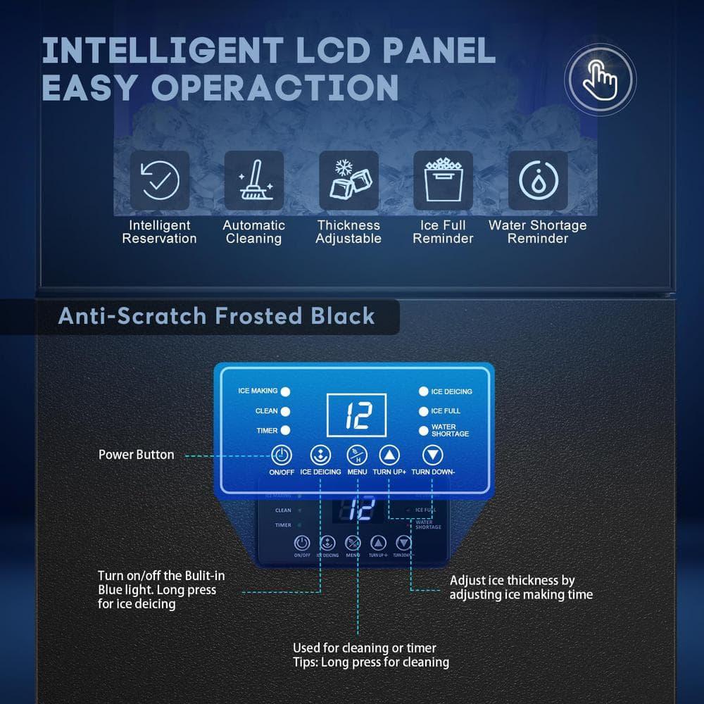 15in. 160Lbs/24H Black Stainless Steel Ice Maker in Stainless Steel with 35LBS Storage Bin